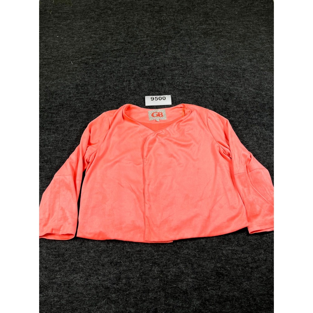 Gianni Bini Faux Fur Blazer Jacket Women XL Peach Stretch Long Sleeve Open Front